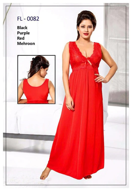 Flourish Nighty Black Bridal Nighty - Long Nighty