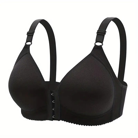 Front button gathering seamless underwire bra