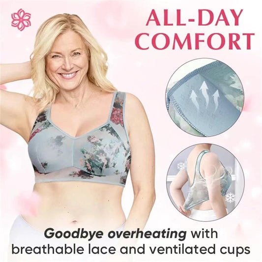 Lacy Bra, Ice Silk Cooling Bras, Ultra-thin Seamless Cooling Bra, Comfortable Bra
